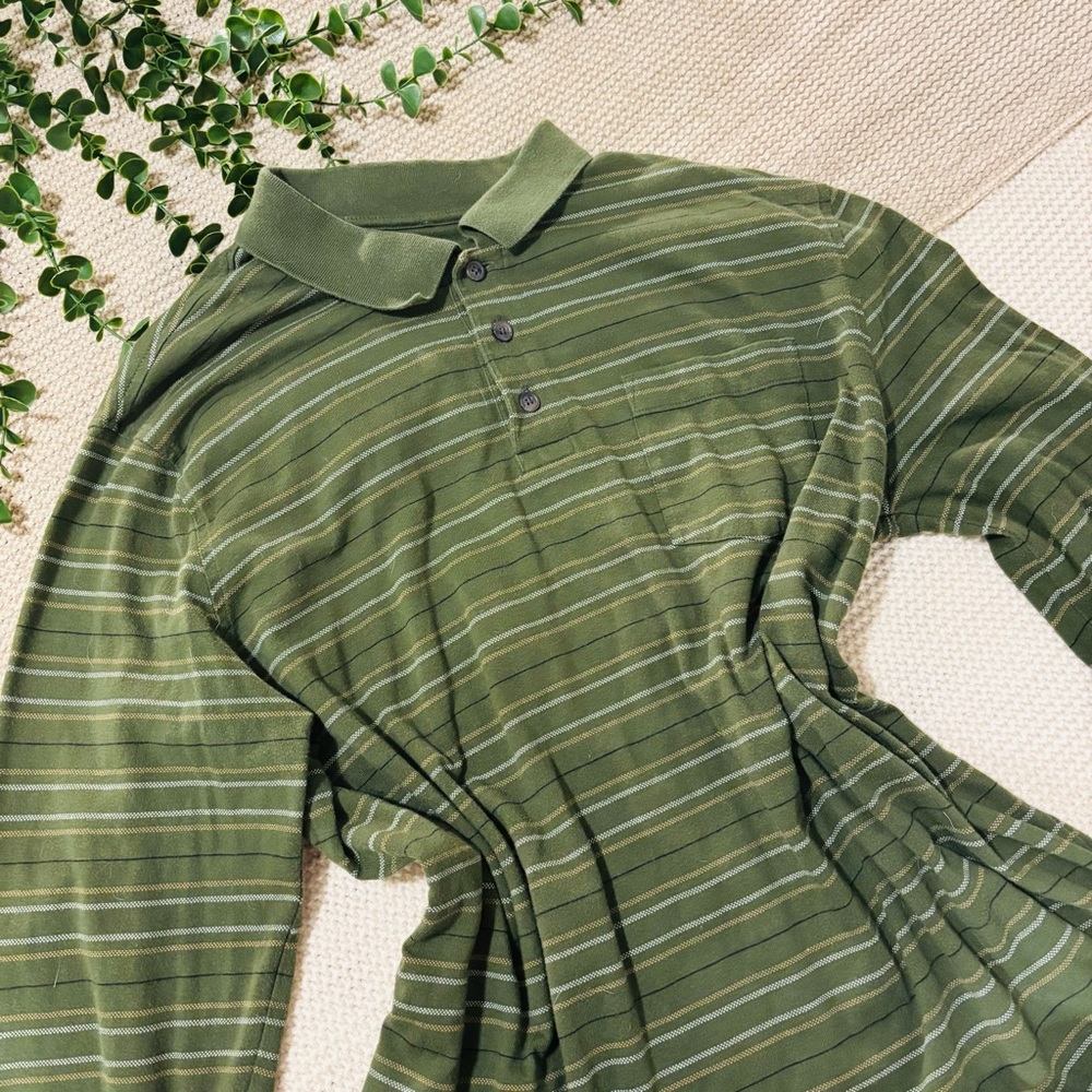 Green Striped Polo Shirt